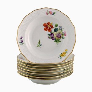 Saxon Flower Special Version Deep Plates from Royal Copenhagen, 1890s, Set of 8