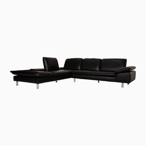 Loop Corner Sofa in Black Leather by Willi Schillig