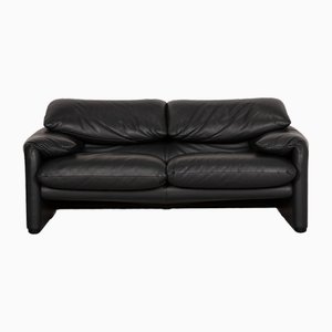 Maralunga 2-Seater Sofa in Gray Leather from Cassina