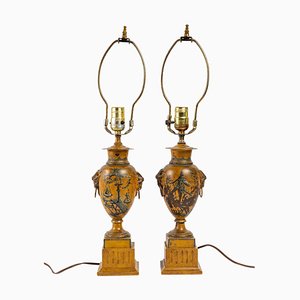 Lámparas de chapa pintada, siglo XIX. Juego de 2