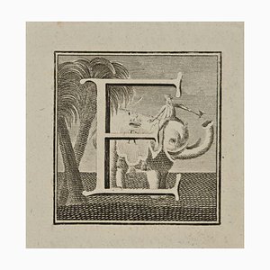 Luigi Vanvitelli, Letter of the Alphabet E, Etching, 18th Century