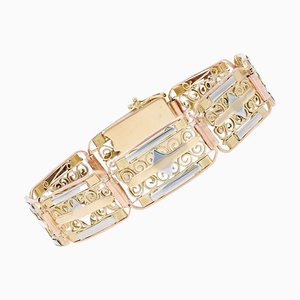 Brazalete francés de oro rosa blanco amarillo de 18 kt, años 30