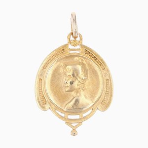 Französische Medaille mit Porträt einer Frau, 19. Jh., 1890er