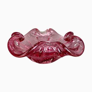 Grand Bol Rose Shell Bubble en Verre de Murano, Italie, 1970s