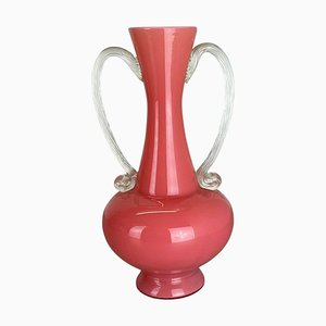 Grand Vase Vintage Pop Art Rose Amphore de Opaline Florence, Italie, 1970s