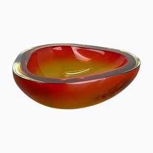 Murano Orange Glass Shell Bowl Vase, Murano, Italy, 1970s