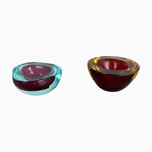 Murano Glass Sommerso Bowl Ashtrays, Italy, 1970s, Set of 2