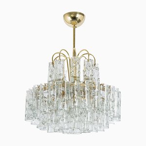 Murano Ice Glass Tubes Chandelier attributed to Doria, Germany, 1960s