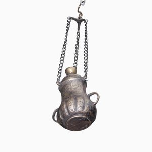 Lámpara de aceite de ballena colgante de latón, años 30