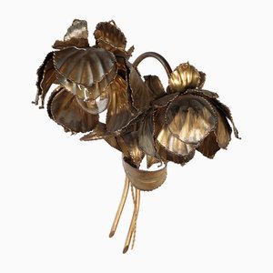 Brass Wall Lamp with Flowers from Maison Jansen, 1960s