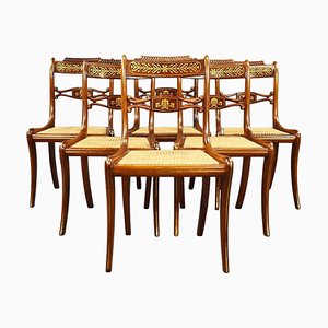 19th Century Brass Inlaid Chairs, Set of 6