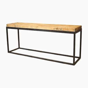 20th Century Metal and Oak Console Table