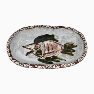 Oval Bowl with Fish Decoration by Albert Thiry, 1960s
