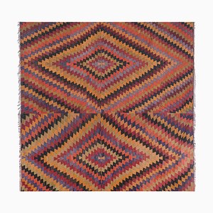 Alfombra Kilim turca vintage de diamantes