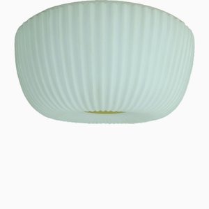Pleated Relief Model A637 Ceiling Lamp with White Satin Glass and Brass from Limburg, 1970s