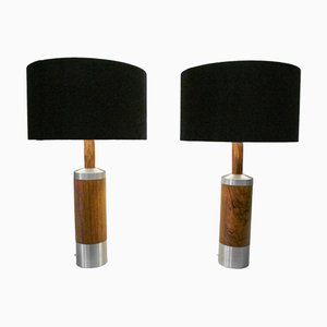 Table Lamps in Rosewood and Steel from Bergboms, 1960, Set of 2