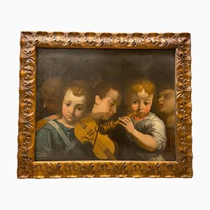 Artiste bolonais, Allégorie de la musique et de Sainte-Cécile, années 1600, huile sur toile, encadrée