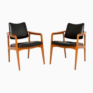 Danish Leather Armchairs attributed to Sigvard Bernadotte from France & Søn / France & Daverkosen, 1950s, Set of 2