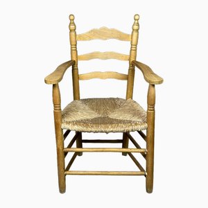 Fauteuil Paillé en Bois Naturel, 1970s