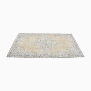 Vintage Hand Knotted Distressed Tan Rug