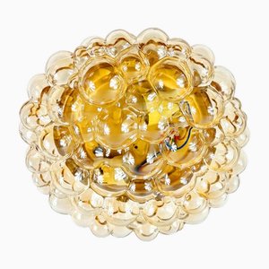 Large Amber Bubble Glass Flush Ceiling Light attributed to Helena Tynell for Limburg, Germany, 1970s