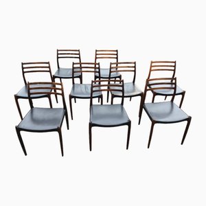 Chaises de Salle à Manger en Cuir Noir par Niels Otto Moller, 1960s, Set de 8