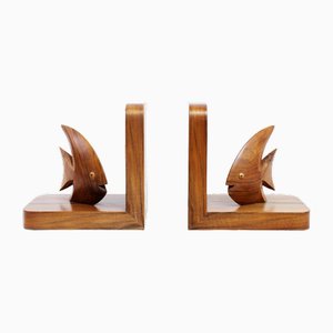 Carved Wooden Bookends, 1970s, Set of 2