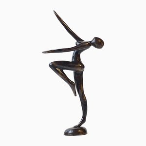 Vintage Androgynous Sculpture in Patinated Bronze, 1970s