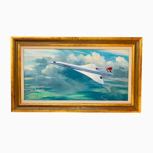 Huile sur Toile Douglas Ettridge, Concorde, 1976, Encadrée