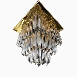 Vintage Gold-Plated Square Chandelier from Venini