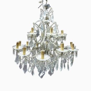 Large Antique Silver Plated Bronze Chandelier