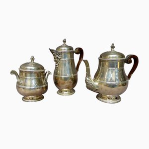 Tee- & Kaffeeservice aus Massivem Silber von Paul Canaux, 3er Set