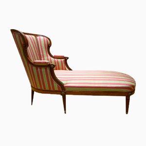Chaise Lounge in Mahogany with Striped Fabric