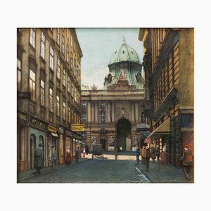 Desconocido, Vista de la ciudad de Viena, Dibujo en acuarela, Principios del siglo XX