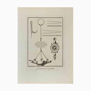 Nicola Vanni, Surgical Objects and Oil Lamp, Etching, 18th Century
