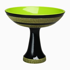 Red-Editions Green & Black Footed Bowl by Aldo Londi for Bitossi