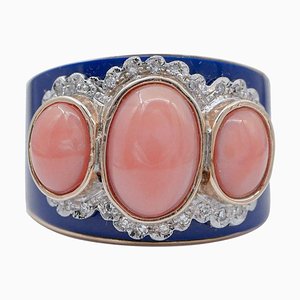 Bague en Or Rose et Blanc 14 Carats, 1970s