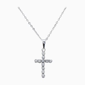 Collier Pendentif Croix en Or Blanc, 1960s