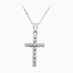 Collier Pendentif Croix en Or Blanc, 1960s