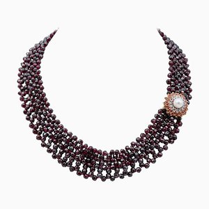 Collar de oro rosa y plata, años 60