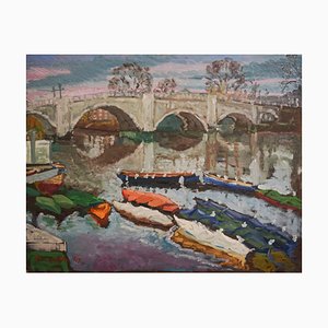 Jackson, Colore invernale di Richmond Bridge, XXI secolo, Olio su tela