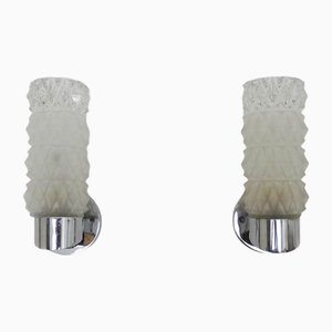 Space Age Wall Sconces in Stainless Steel and Diamond-Tipped Glass, 1960s, Set of 2