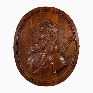 Grand Portrait Sculpté Antique en Chêne, Italie, 1900s