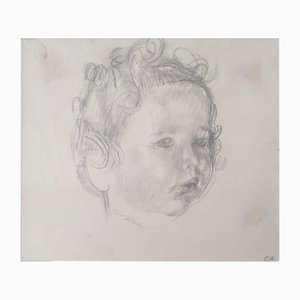 Carl Albert Angst, Portrait de bambin, Pencil on Paper, Framed