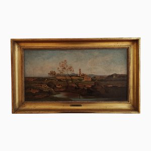 Gustave Saltzmann, Campagne Romaine, Oil on Canvas, Framed