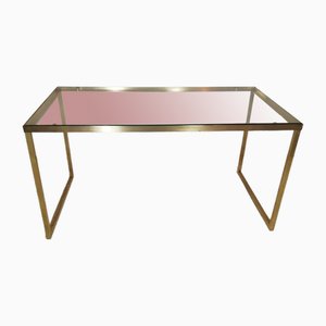 Italian Minimalist Table in Brass and Glass, 1960s