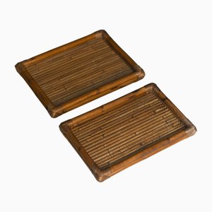 Bambus Tabletts mit Platte aus Methacrylat, 2er Set