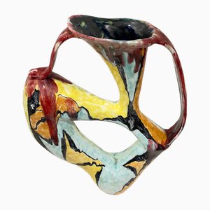 Jarrón decorativo de cerámica policromada de Civita Castellana, 1956