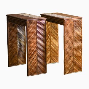 Bamboo Console Tables, Set of 2