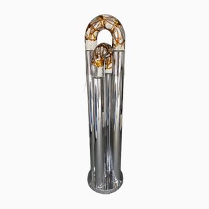 Lámpara de pie italiana Mid-Century moderna de metal de cristal de Murano de Aldo Nason para Mazzega, años 70